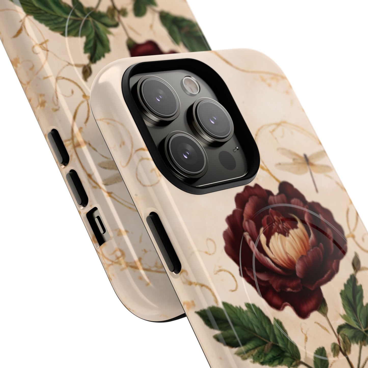 Vintage Burgundy Rose iPhone MagSafe Case