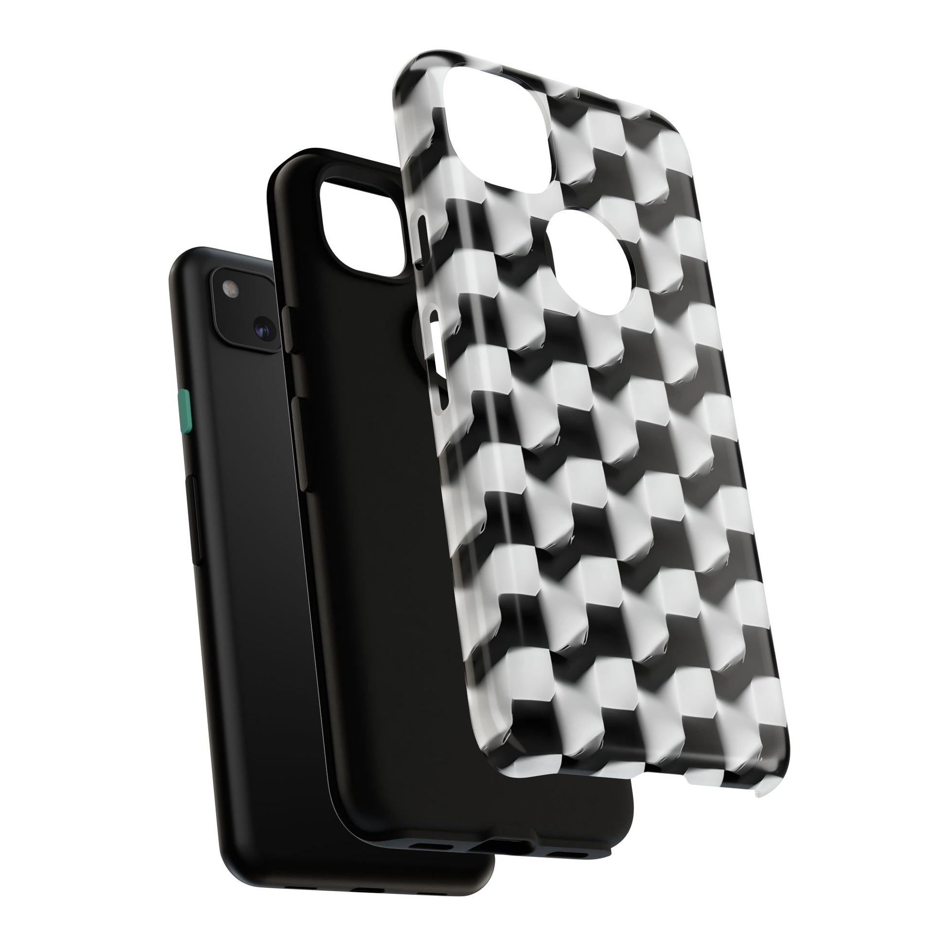 Monochrome Grid Tough Case for Google Pixel 4a - Classic Checkerboard, Black & White, Minimalist Trend