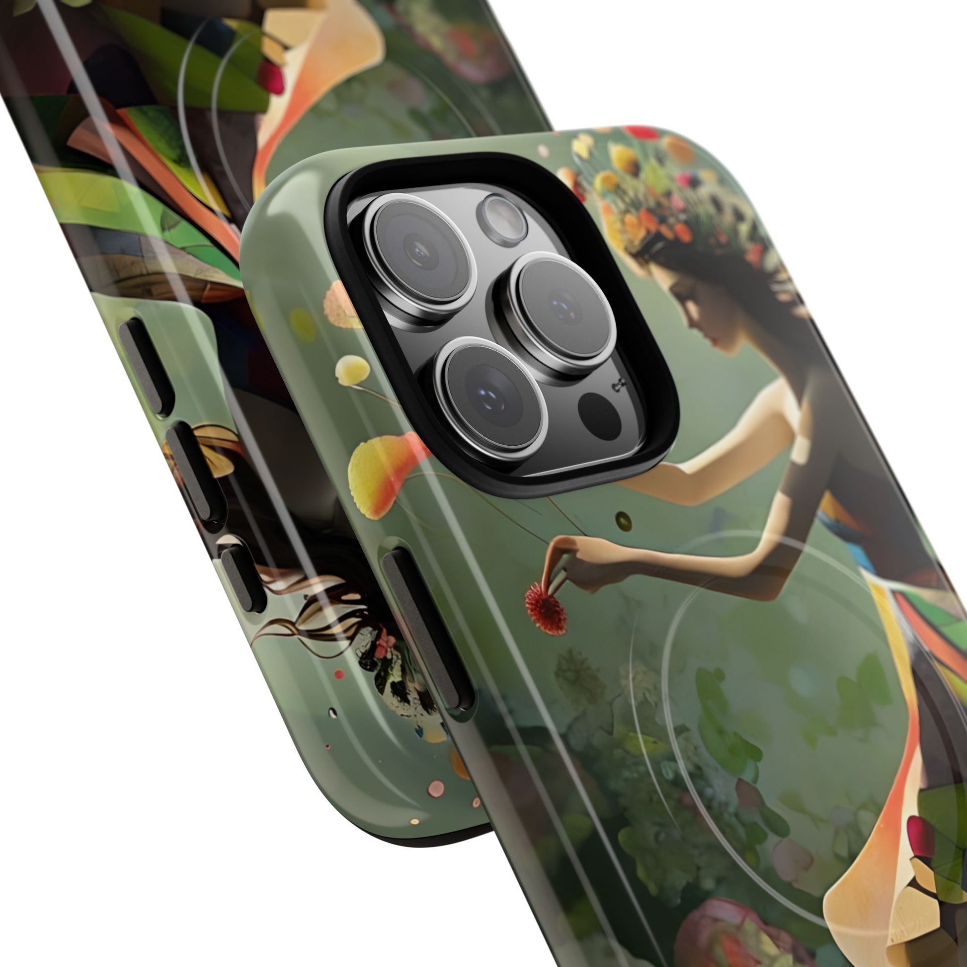 Dancing Wildflower Muse iPhone 16 Pro Max - Artistic Floral Fantasy Cover - MagSafe Compatible - Whimsical Nature-Inspired Protective Accessory
