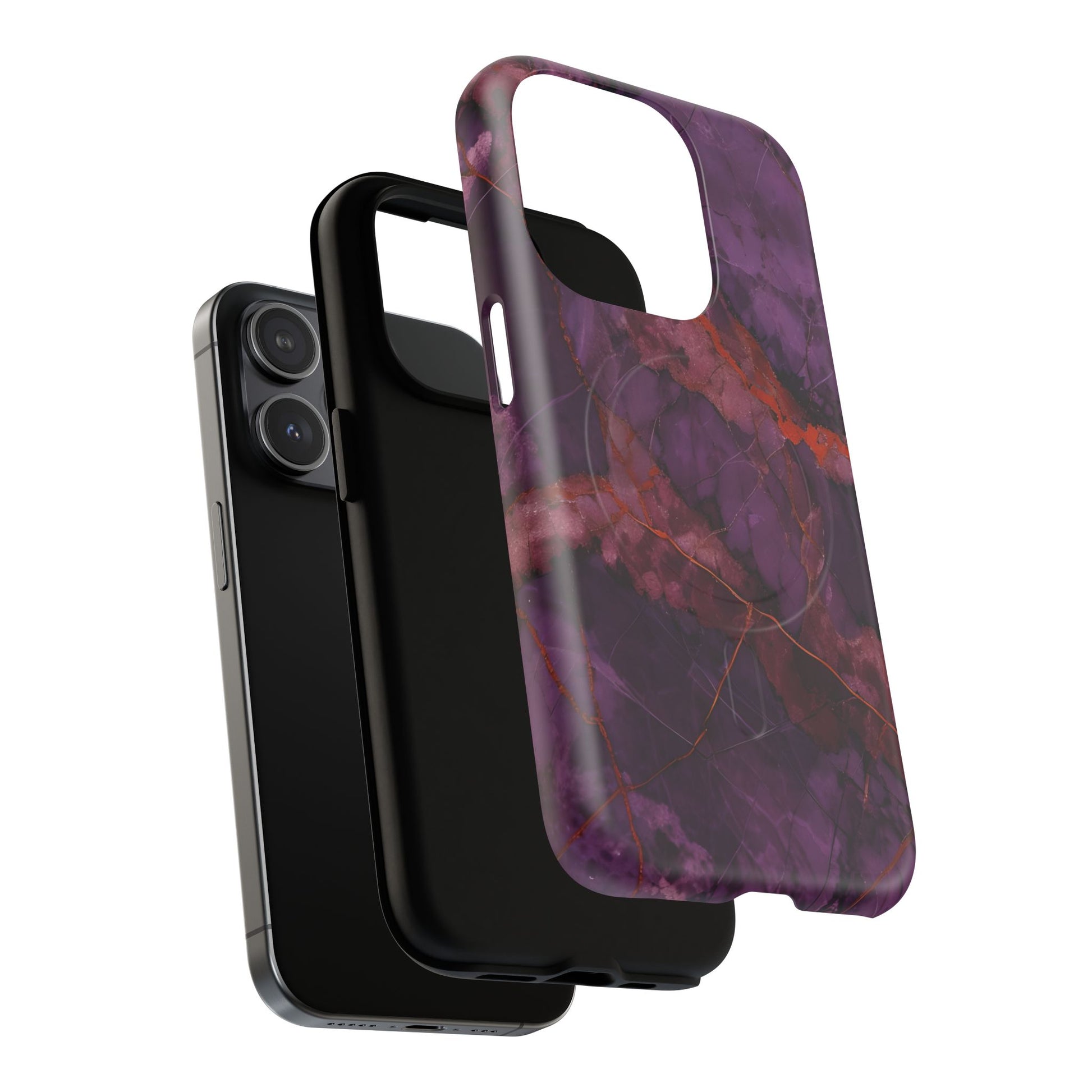 Amethyst Current - Kaleidoscope Collection Artistic Floral Burst - iPhone 15 Pro MagSafe Phone Case - Bold Purple Symmetrical Design