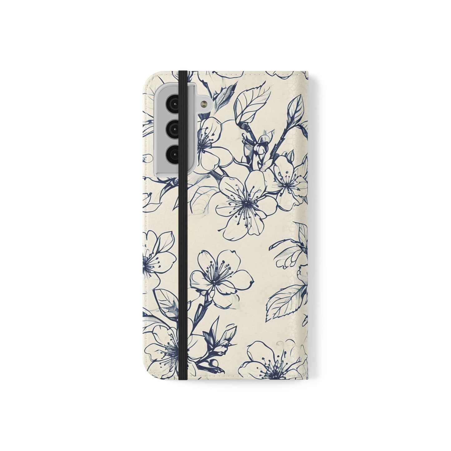 Blossom Sketch - Minimalist Floral Flip Phone Case for Samsung Galaxy