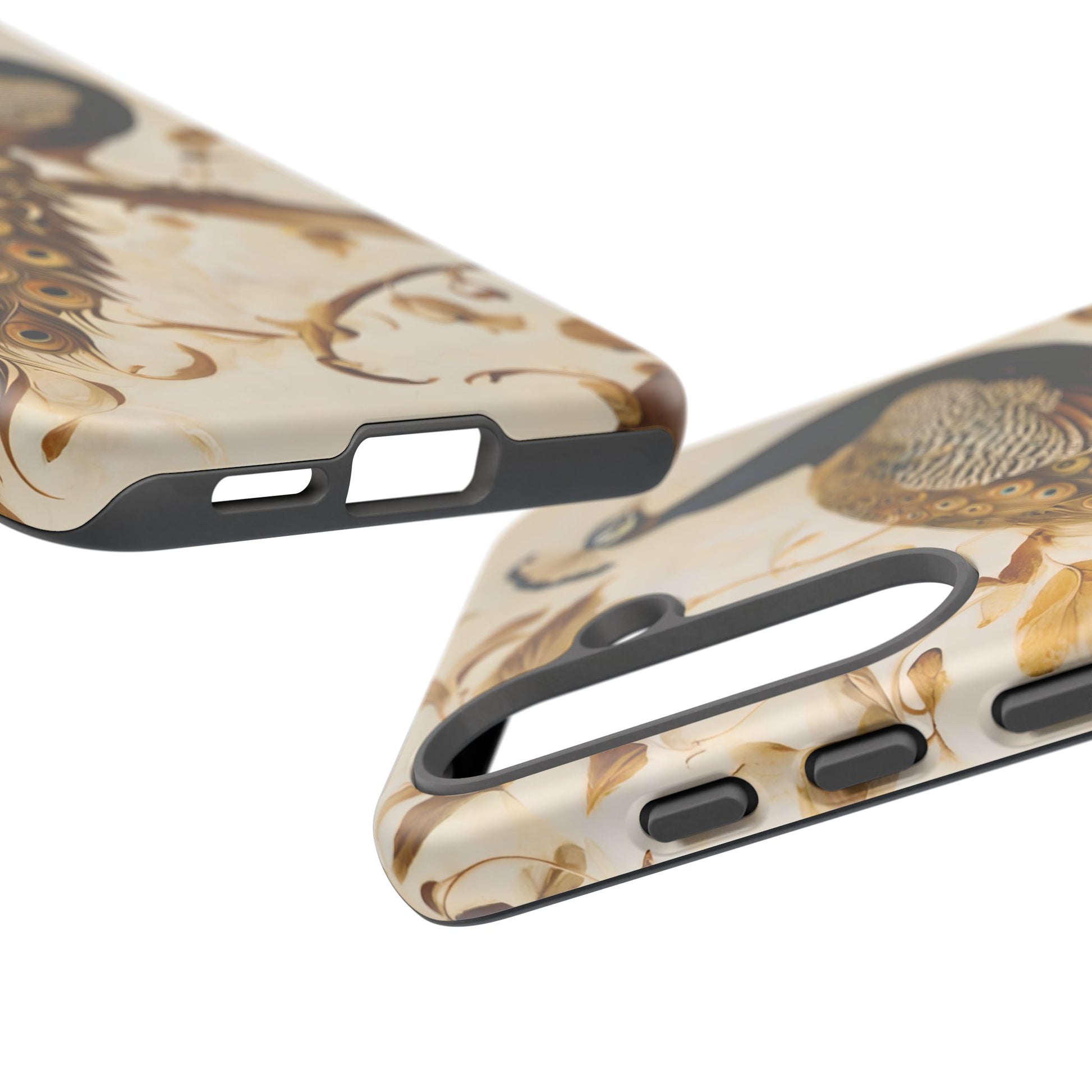 Golden Plumage - Luxe Peacock Art Samsung Galaxy S25 Phone Case - Elegant Gold & Cream Design