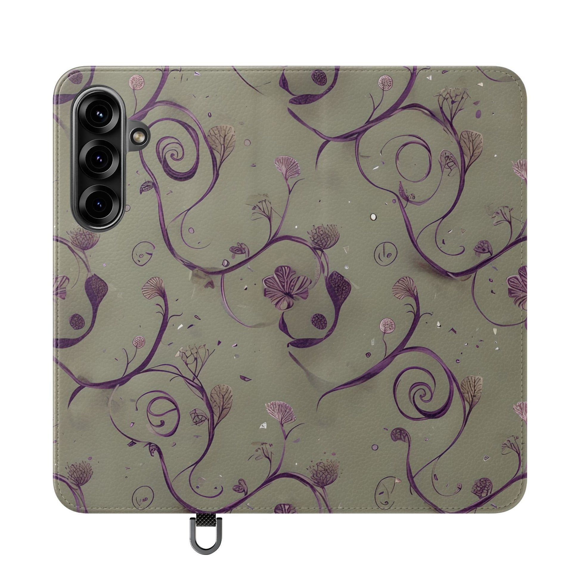 Twilight Thistle Bloom Wallet Phone Case - Elegant Purple Floral Vine Flip Cover for Samsung Galaxy S25 Plus