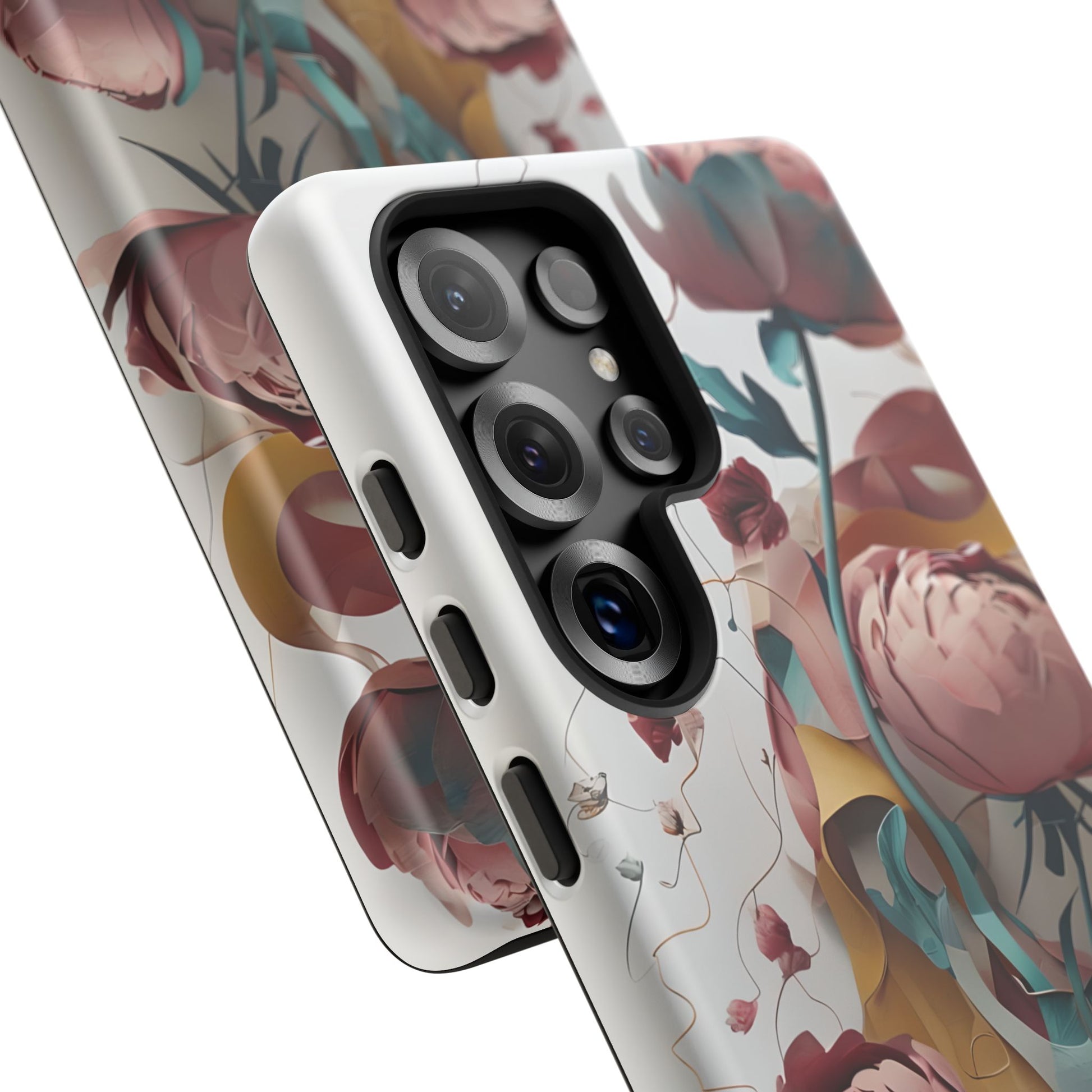 Blushing Peony Veil - Elegant Painterly Floral Samsung Galaxy S25 Ultra Tough Phone Case - Soft Blush & Teal Peony Design
