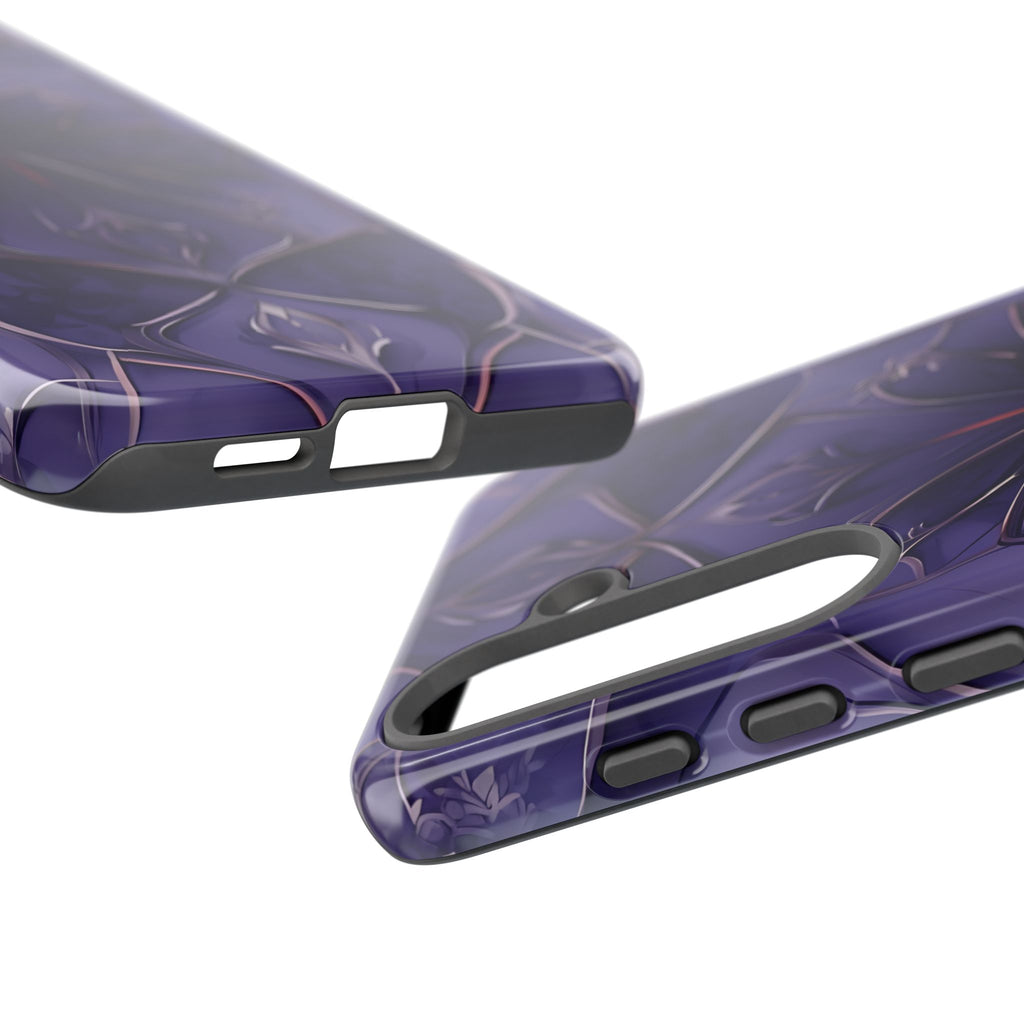 Violet Nebula - Kaleidoscope Collection Artistic Floral Burst - Samsung Galaxy S25 Plus Tough Phone Case - Bold Purple Symmetrical Design