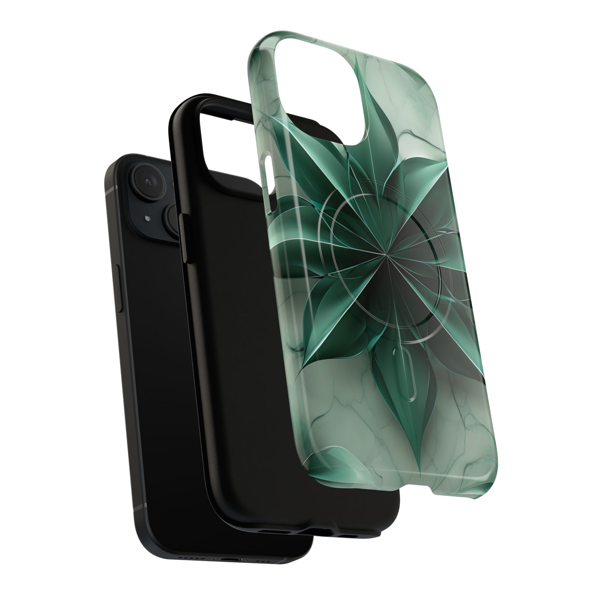 Emerald Bloom - iPhone 15 MagSafe Phone Case - Rich Emerald Modern Design