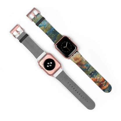 Waterlily Nocturne Apple Watch Band - Nature-Inspired Art Strap, Elegant Mountain Lake Design, Premium Gift for Outdoor Lovers