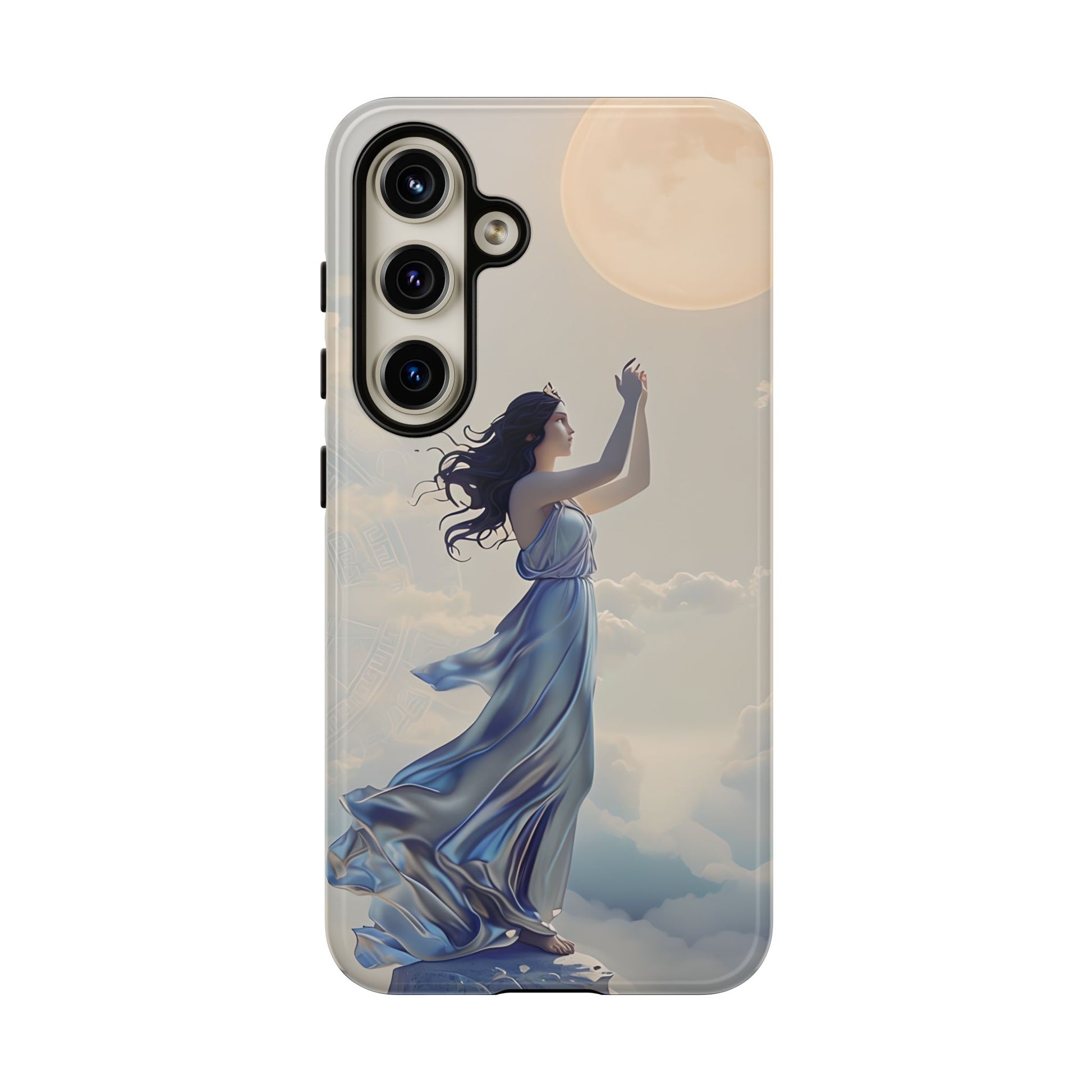 Moonlit Ascend - Ethereal Celestial Art Samsung Galaxy S24 Tough Phone Case - Dreamy Night Sky & Floating Woman Design