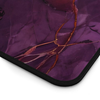 Close-up of Amethyst Current desk mat showing detailed purple abstract artwork