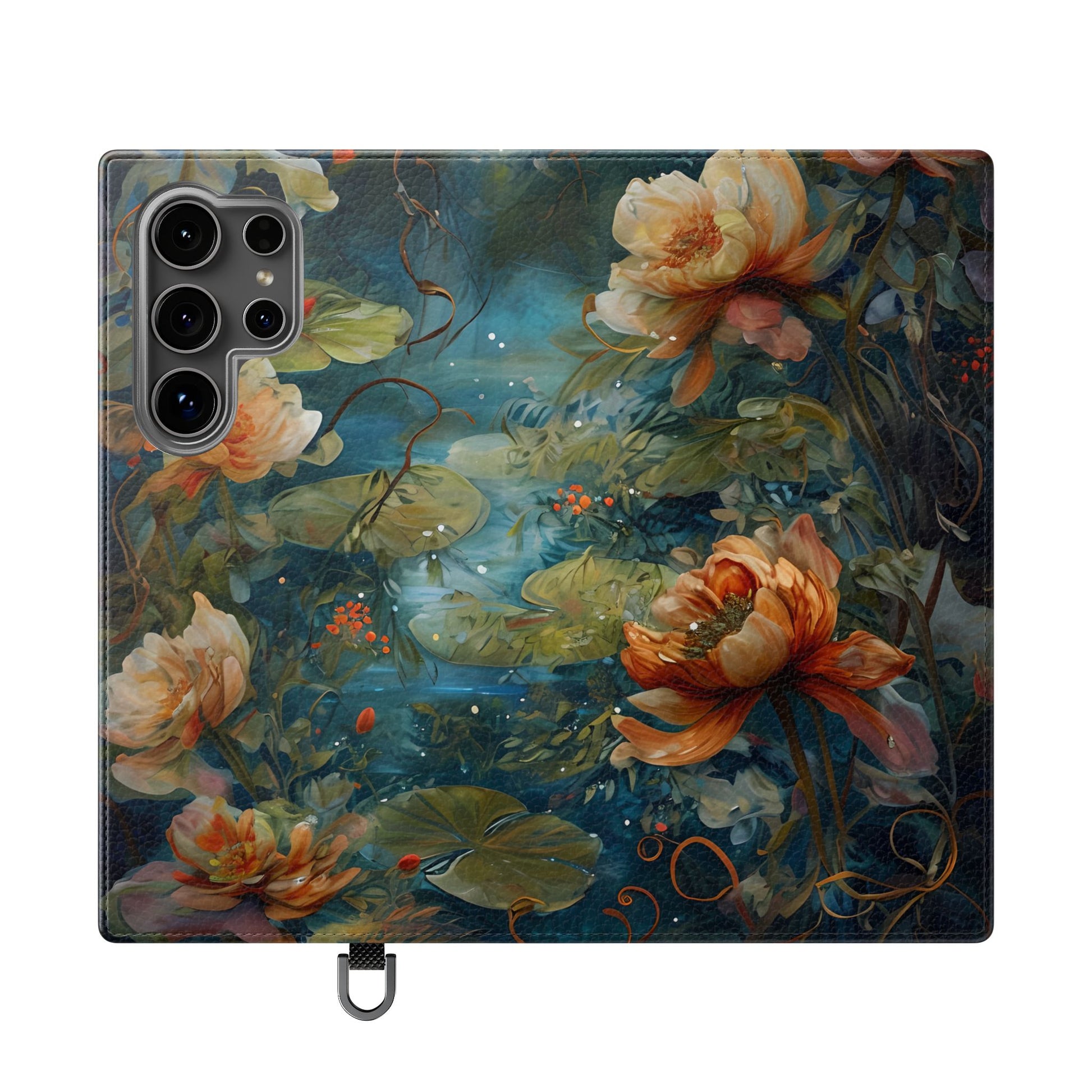 Waterlily Nocturne Samsung Galaxy S24 Ultra Wallet Case - Elegant Floral Flip Cover, Vintage Botanical Phone Folio