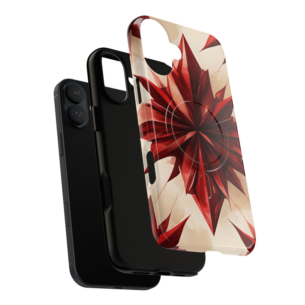 Ruby Compass iPhone 16 Plus MagSafe Phone Case - Bold Red Modern Design