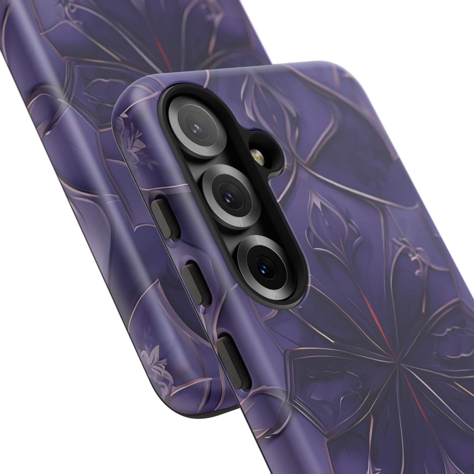Violet Nebula - Kaleidoscope Collection Artistic Floral Burst - Samsung Galaxy S25 Tough Phone Case - Bold Purple Symmetrical Design