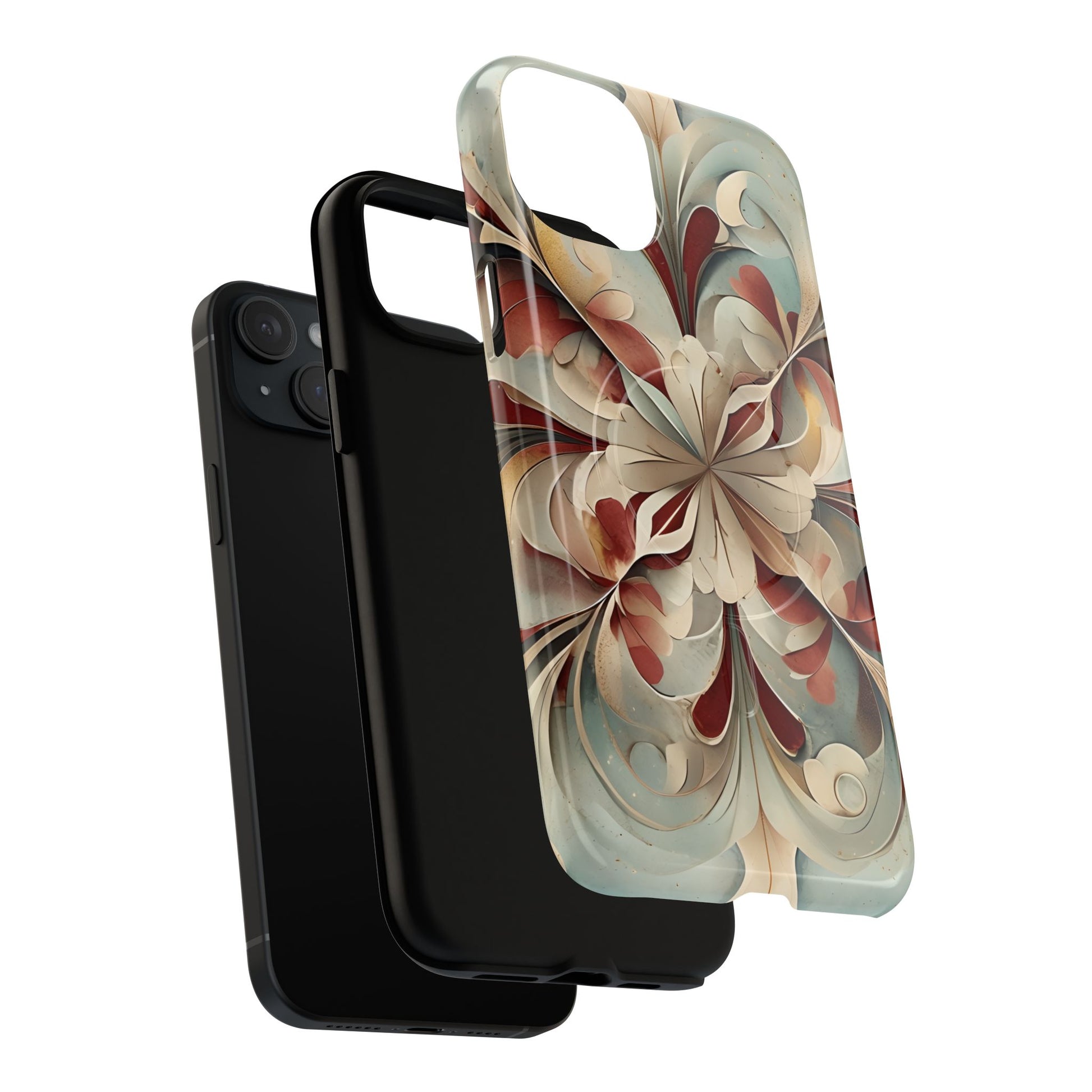 Vintage Baroque Blossom - Ornate Floral Art iPhone 15 Plus MagSafe Phone Case - Elegant Baroque-Inspired Design