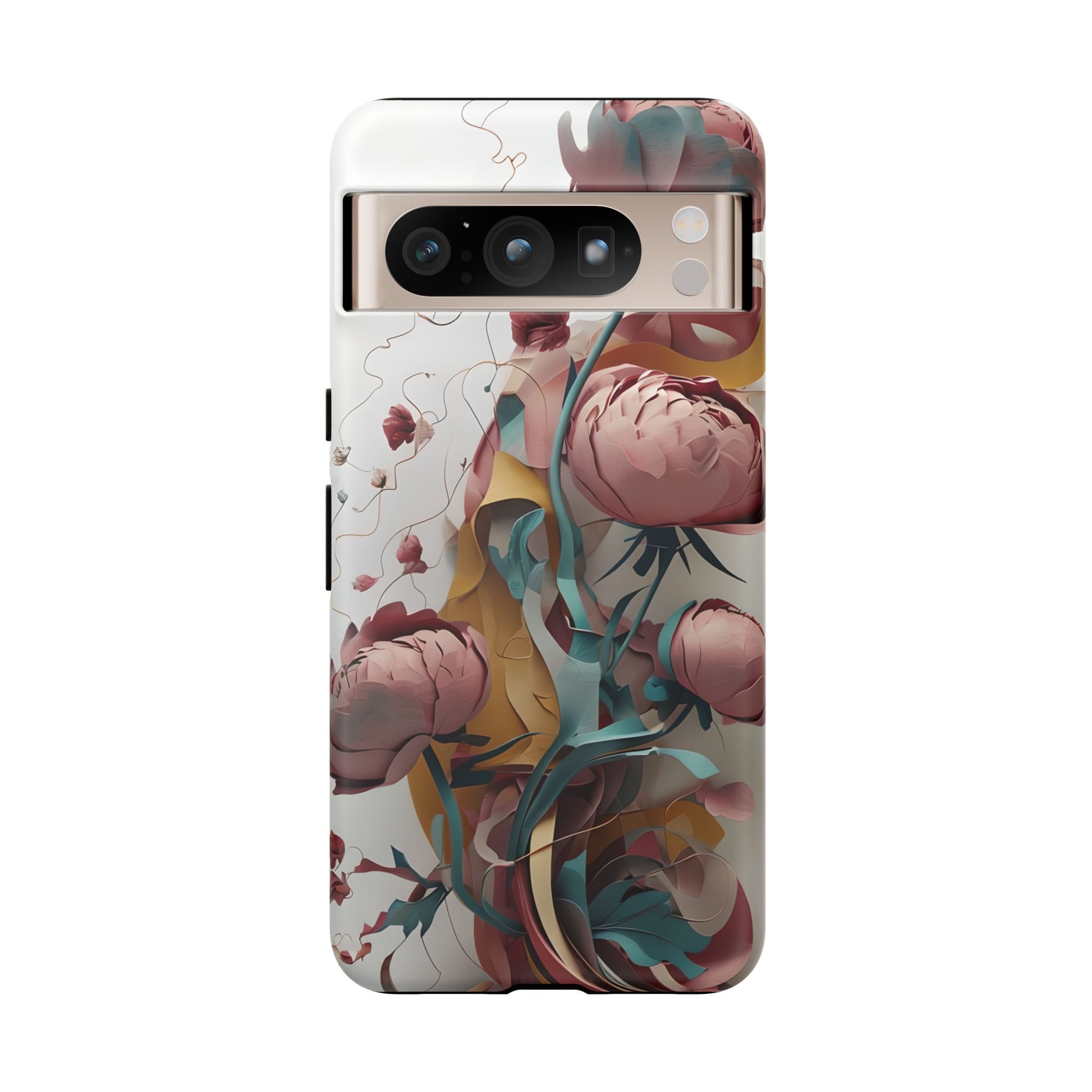 Blushing Peony Veil - Elegant Painterly Floral Google Pixel 8 Pro Tough Phone Case - Soft Blush & Teal Peony Design