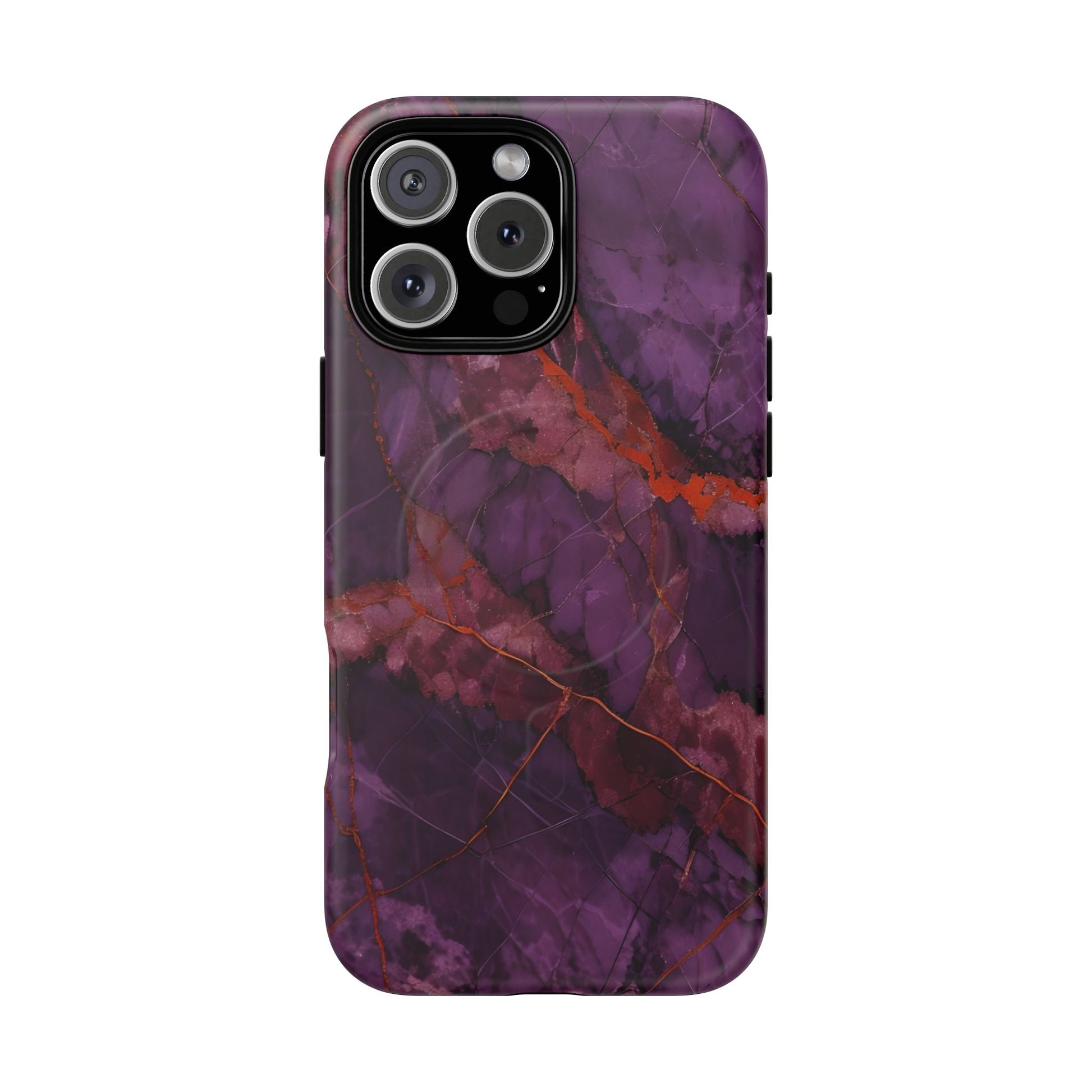 Amethyst Current - Kaleidoscope Collection Artistic Floral Burst - iPhone 16 Pro Max MagSafe Phone Case - Bold Purple Symmetrical Design