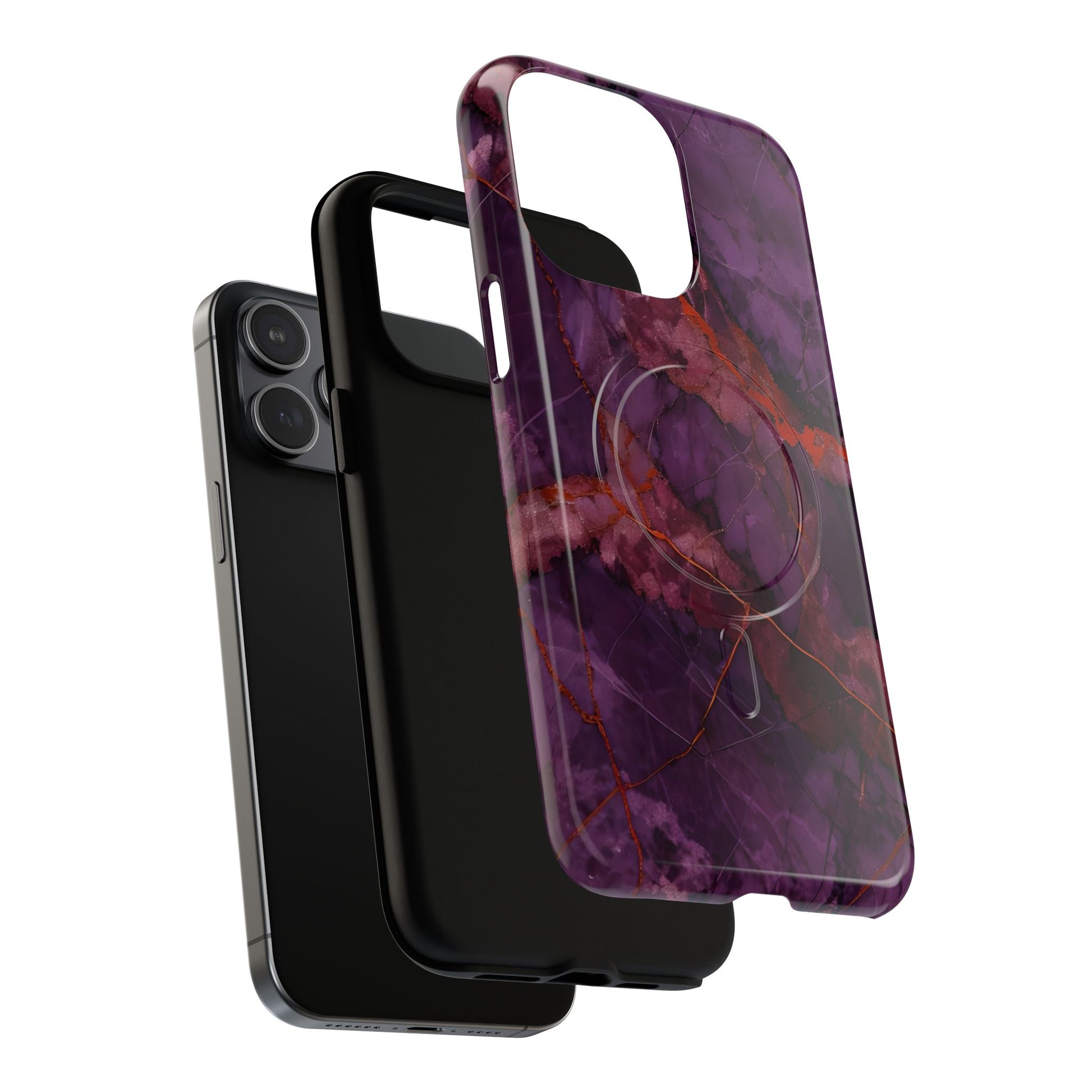 Amethyst Current - Kaleidoscope Collection Artistic Floral Burst - iPhone 15 Pro Max MagSafe Phone Case - Bold Purple Symmetrical Design