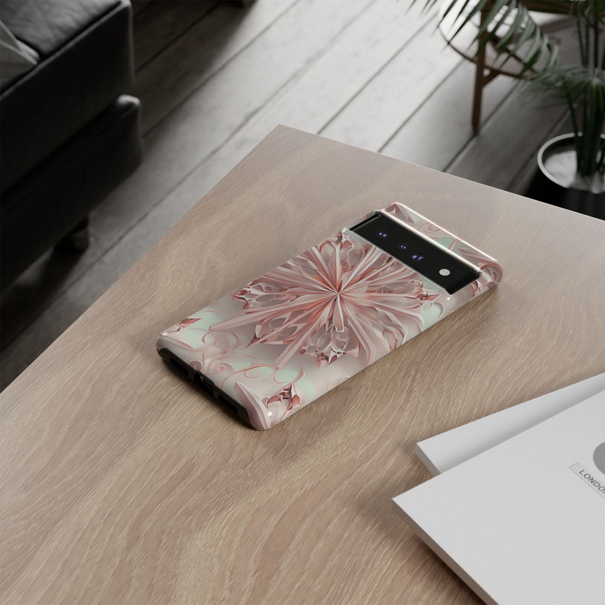 Blush Frost from our Kaleidoscope Collection - Google Pixel 6 Pro tough case - Soft Pink Geometric Floral Design