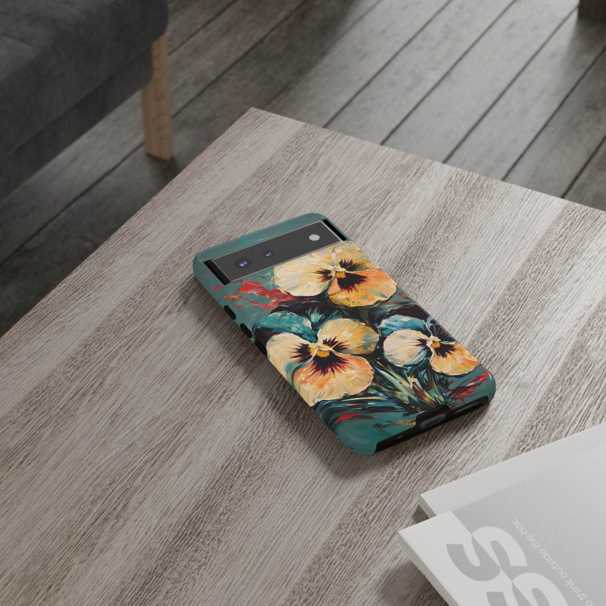 Golden Pansy Cascade Tough Case for Google Pixel 6 - Floral Artistic Shockproof Cover, Elegant Protective Phone Case