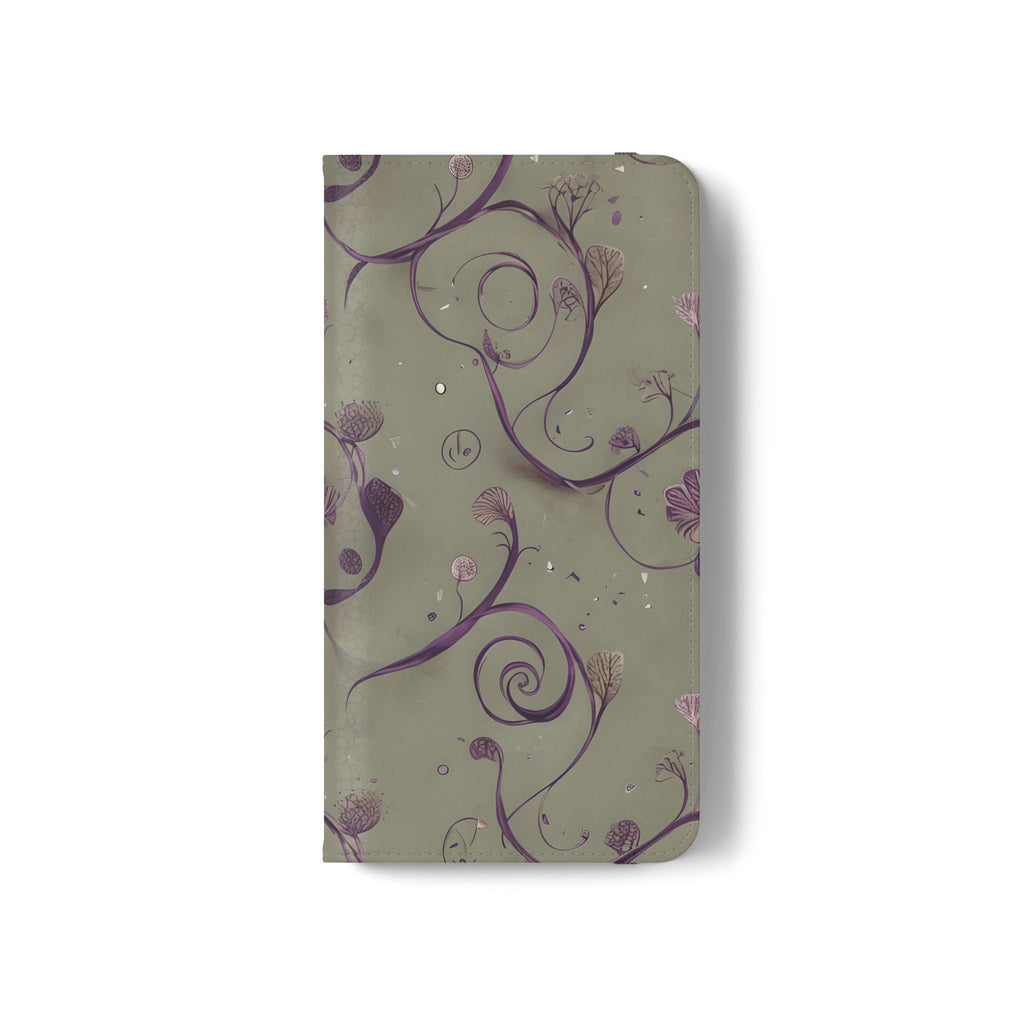 Twilight Thistle Bloom Wallet Phone Case - Elegant Purple Floral Vine Flip Cover for Samsung Galaxy S21