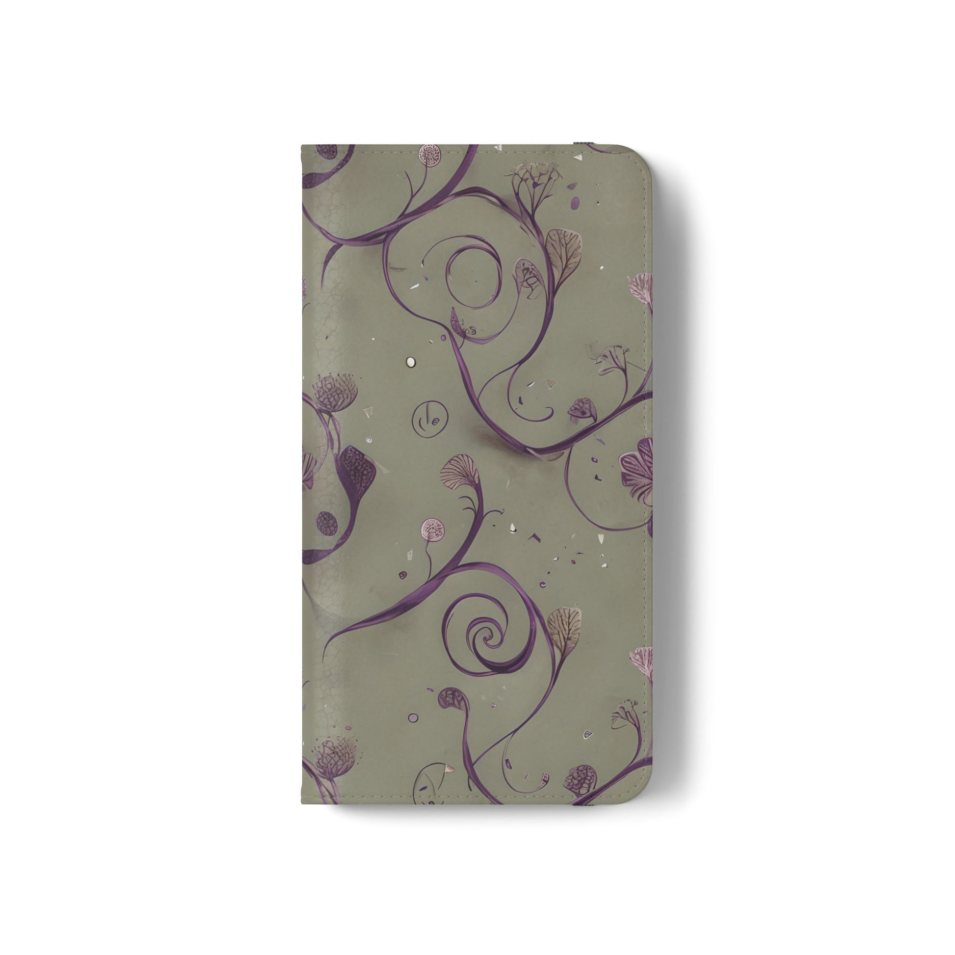 Twilight Thistle Bloom Wallet Phone Case - Elegant Purple Floral Vine Flip Cover for Samsung Galaxy S21
