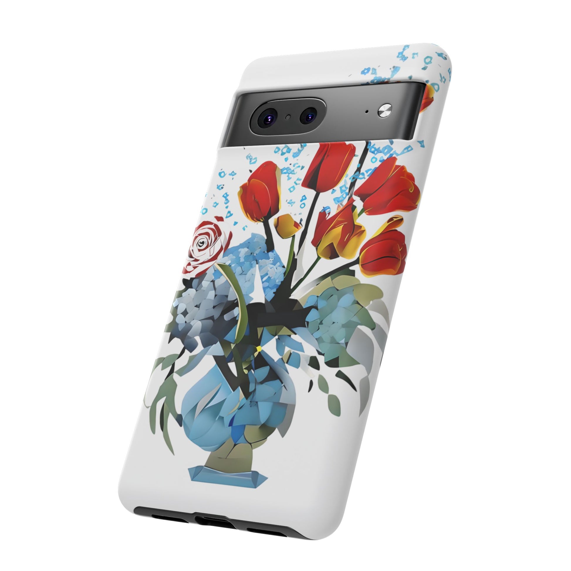 Bouquet Brilliance - Artistic Floral Google Pixel 7 Tough Phone Case - Vibrant Tulip, Rose & Hydrangea Design