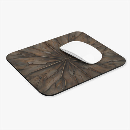 Earthstone Mandala mouse pad in workspace with mouse showing mandala artwork