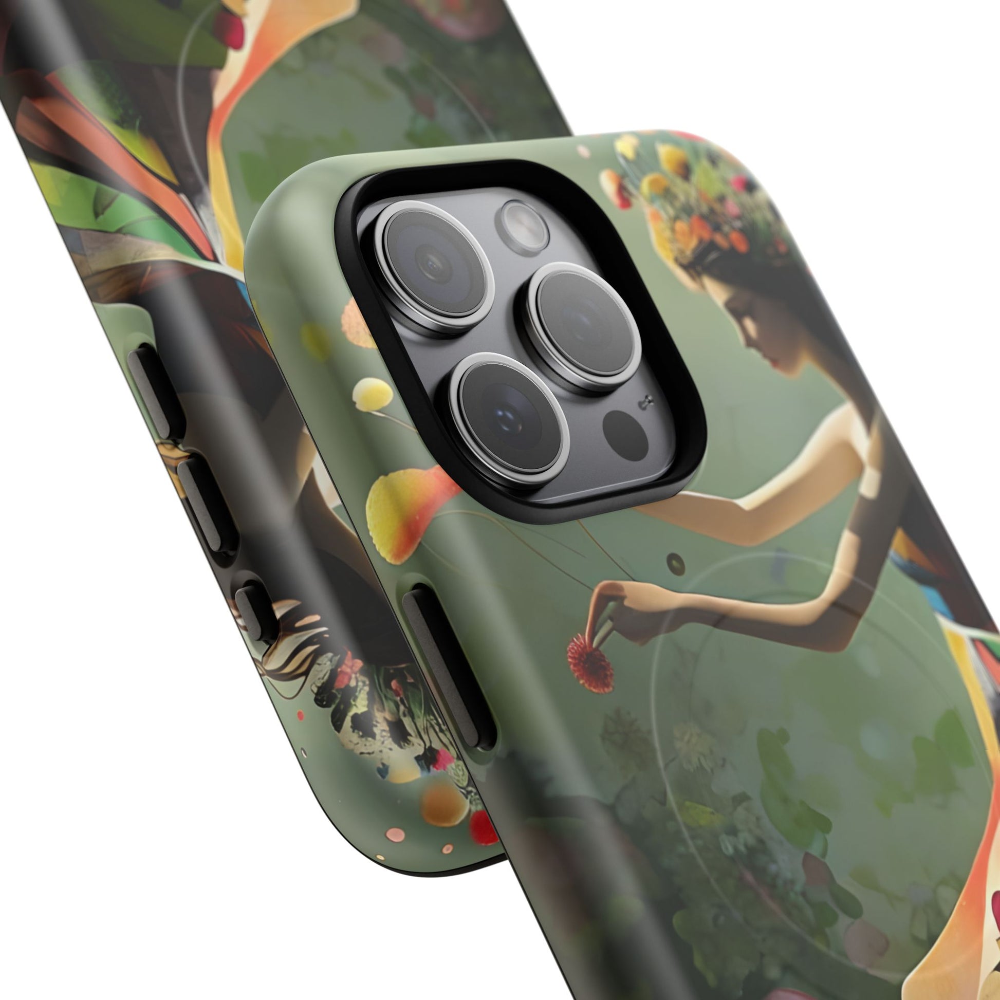 Dancing Wildflower Muse iPhone 15 Pro Max - Artistic Floral Fantasy Cover - MagSafe Compatible - Whimsical Nature-Inspired Protective Accessory
