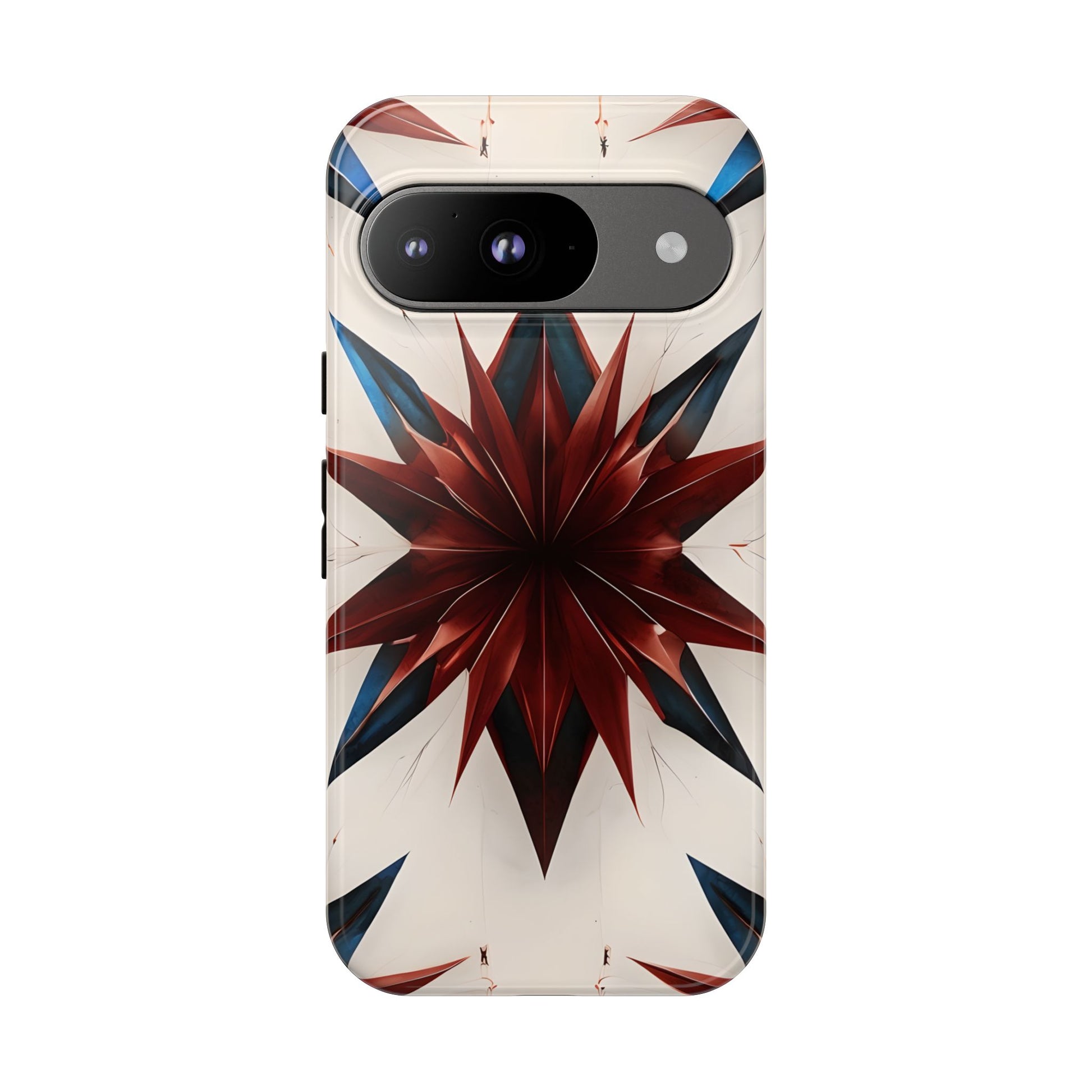 Garnet Starburst - Kaleidoscope Collection Gemstone Floral - Google Pixel 9 Tough Phone Case - Floral Burst Design