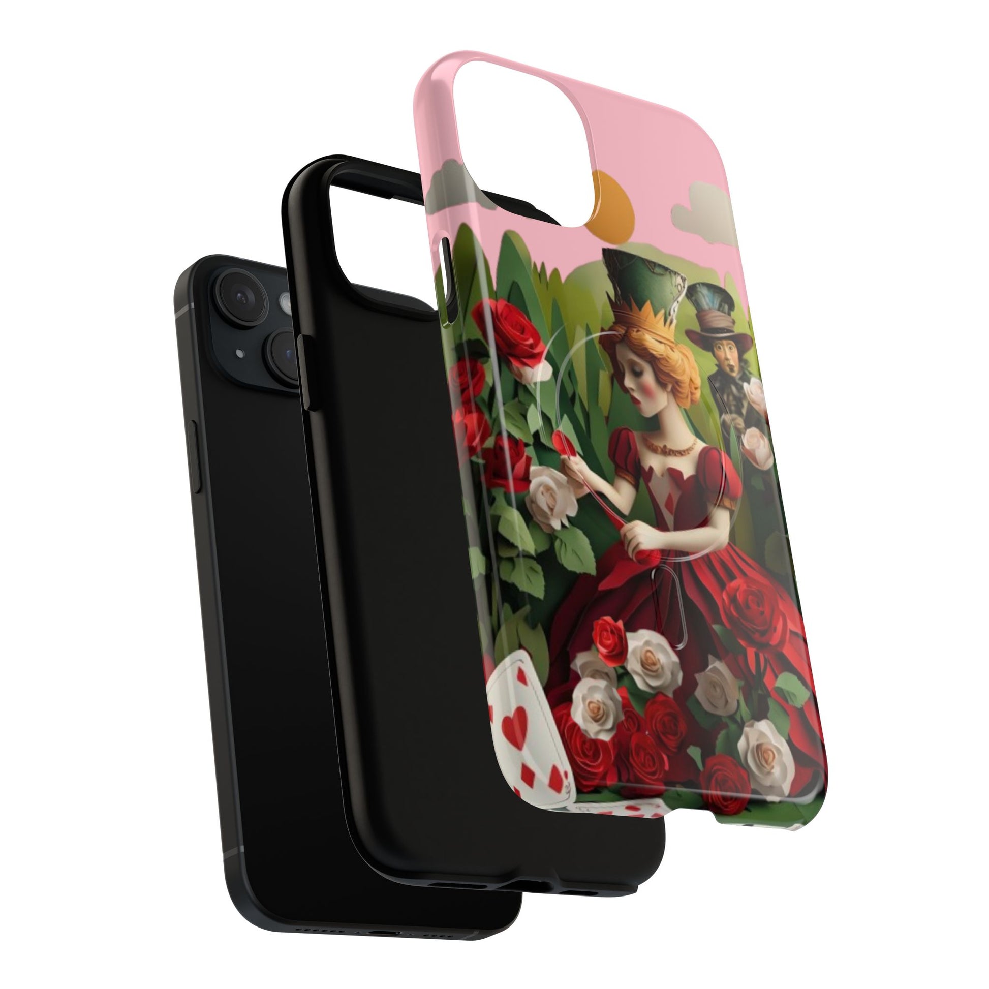 Regal Rose Court - iPhone 15 Plus MagSafe Phone Case - Whimsical Fantasy Floral Design