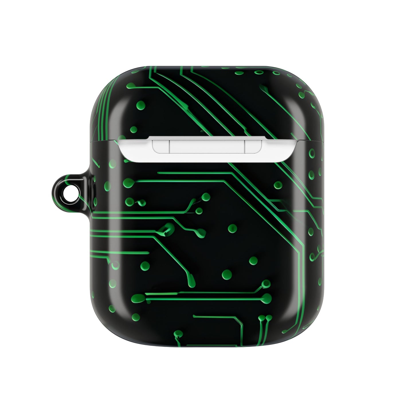 Green Circuit Grid AirPod Case - Green & Black Computer Design Earbud Cover for Gen 1, 2, 3, Pro Gen 1 & 2