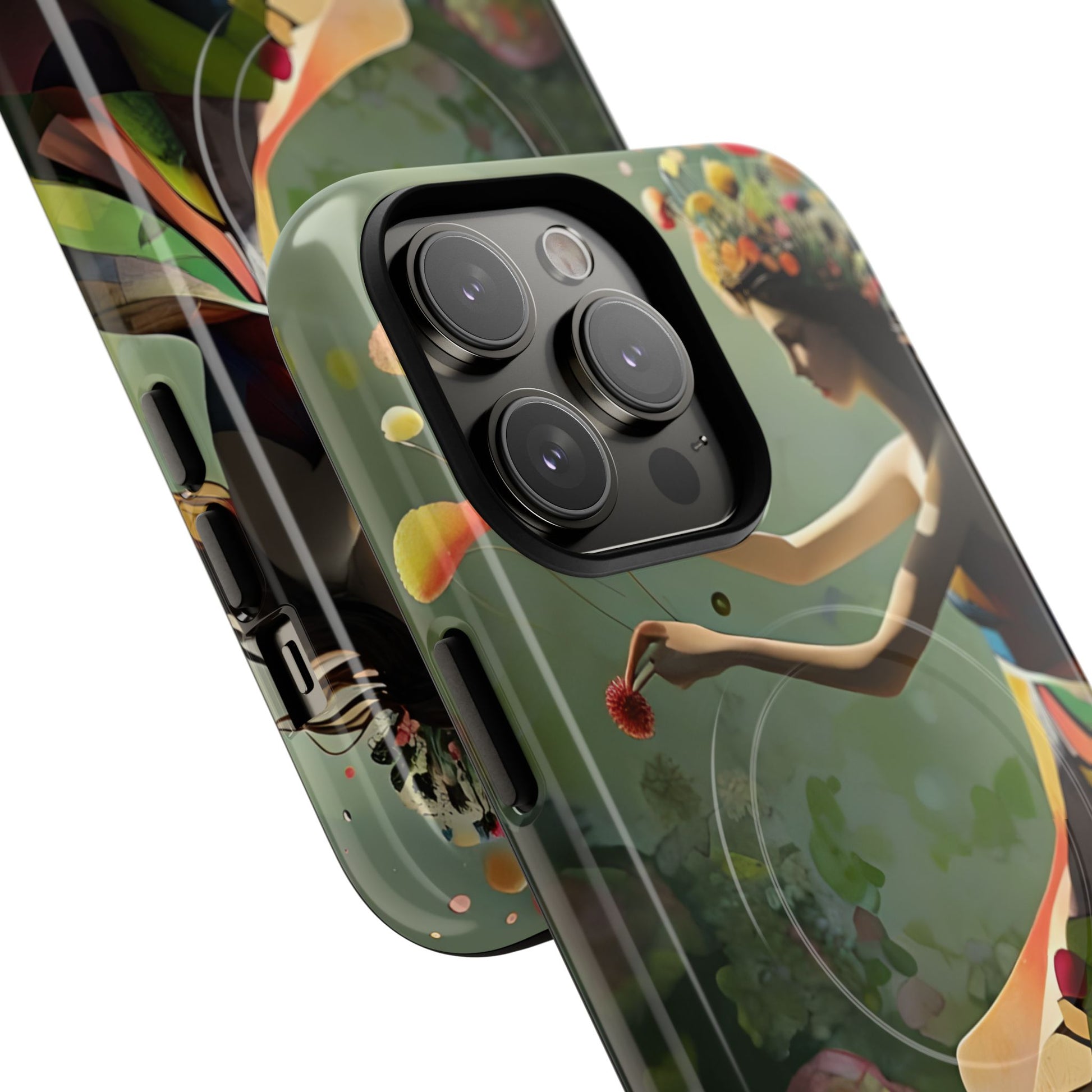 Dancing Wildflower Muse iPhone 14 Pro Max - Artistic Floral Fantasy Cover - MagSafe Compatible - Whimsical Nature-Inspired Protective Accessory