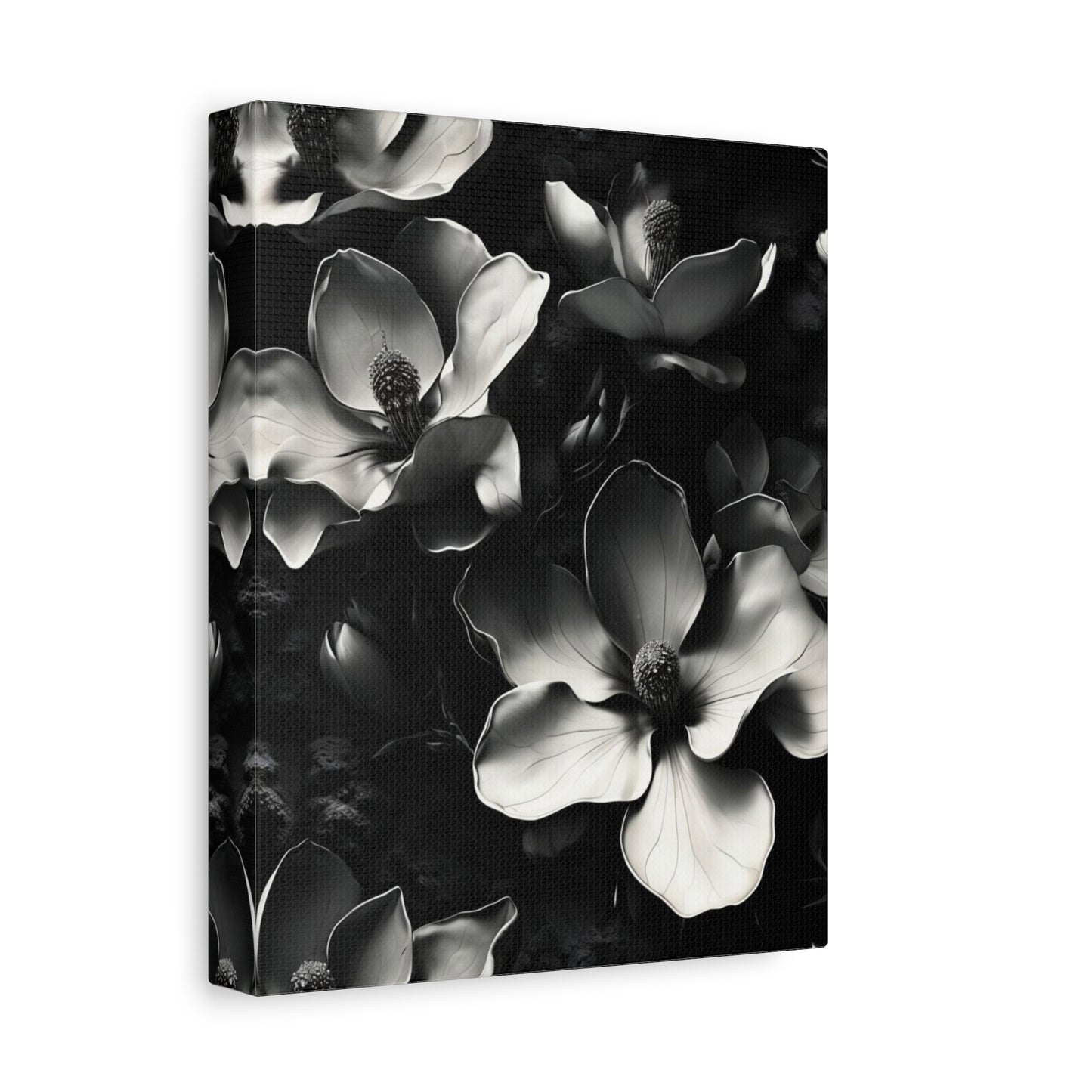 Monochrome Magnolia - Striking Black & White Vertical Floral Wall Art