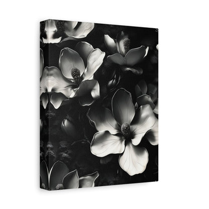 Monochrome Magnolia - Striking Black & White Vertical Floral Wall Art