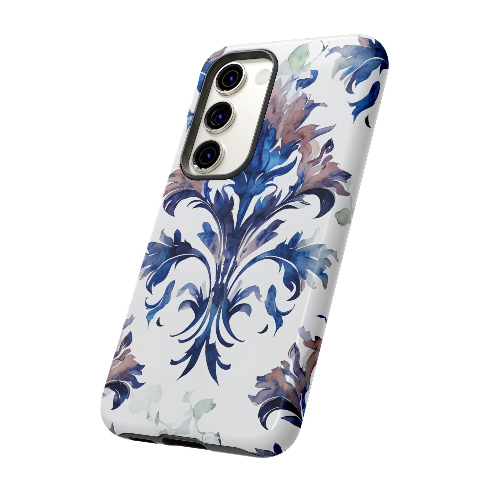 Delft Reverie - Elegant Blue & White Samsung S23 Tough Phone Case - Dutch Delftware-Inspired Floral Design