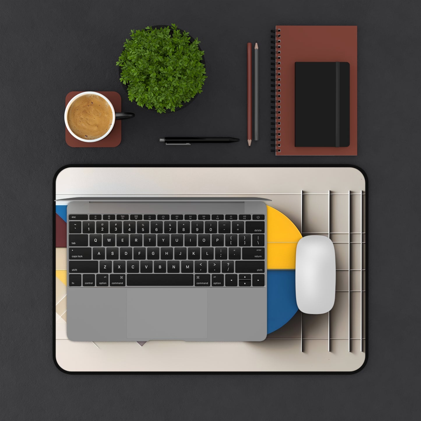 Chromatic Construct Desk Mat - Premium Office Desk Pad, 3 Sizes Available, Artistic Workspace Protection