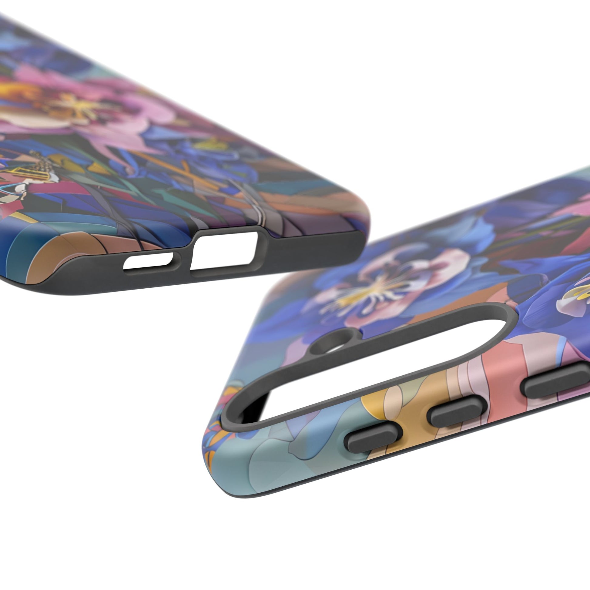 Blue Columbine Carnivale - Artistic Floral & Butterfly Samsung S25 Plus Tough Phone Case - Vibrant Botanical Design