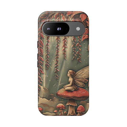 Willow Whisper - Tranquil Nature Art Google Pixel Tough Phone Case - Serene Willow Tree & Meditative Figure Design