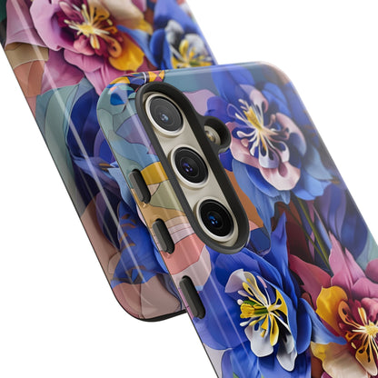 Blue Columbine Carnivale - Artistic Floral & Butterfly Samsung Ultra Tough Phone Case - Vibrant Botanical Design