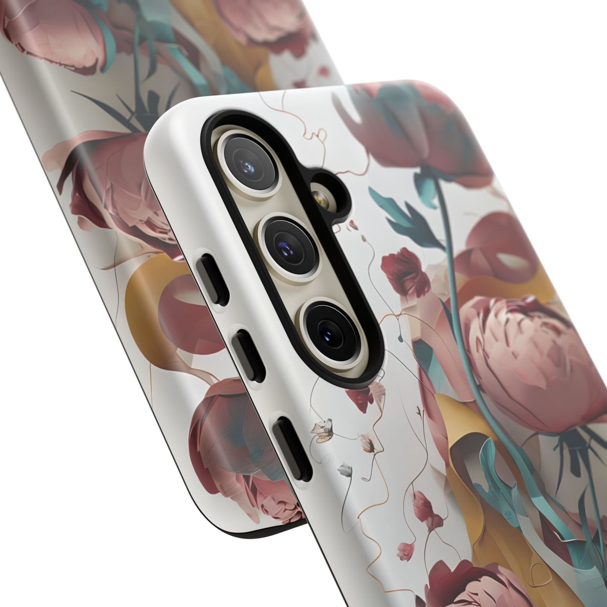 Blushing Peony Veil - Elegant Painterly Floral Samsung Galaxy S24 Plus Tough Phone Case - Soft Blush & Teal Peony Design