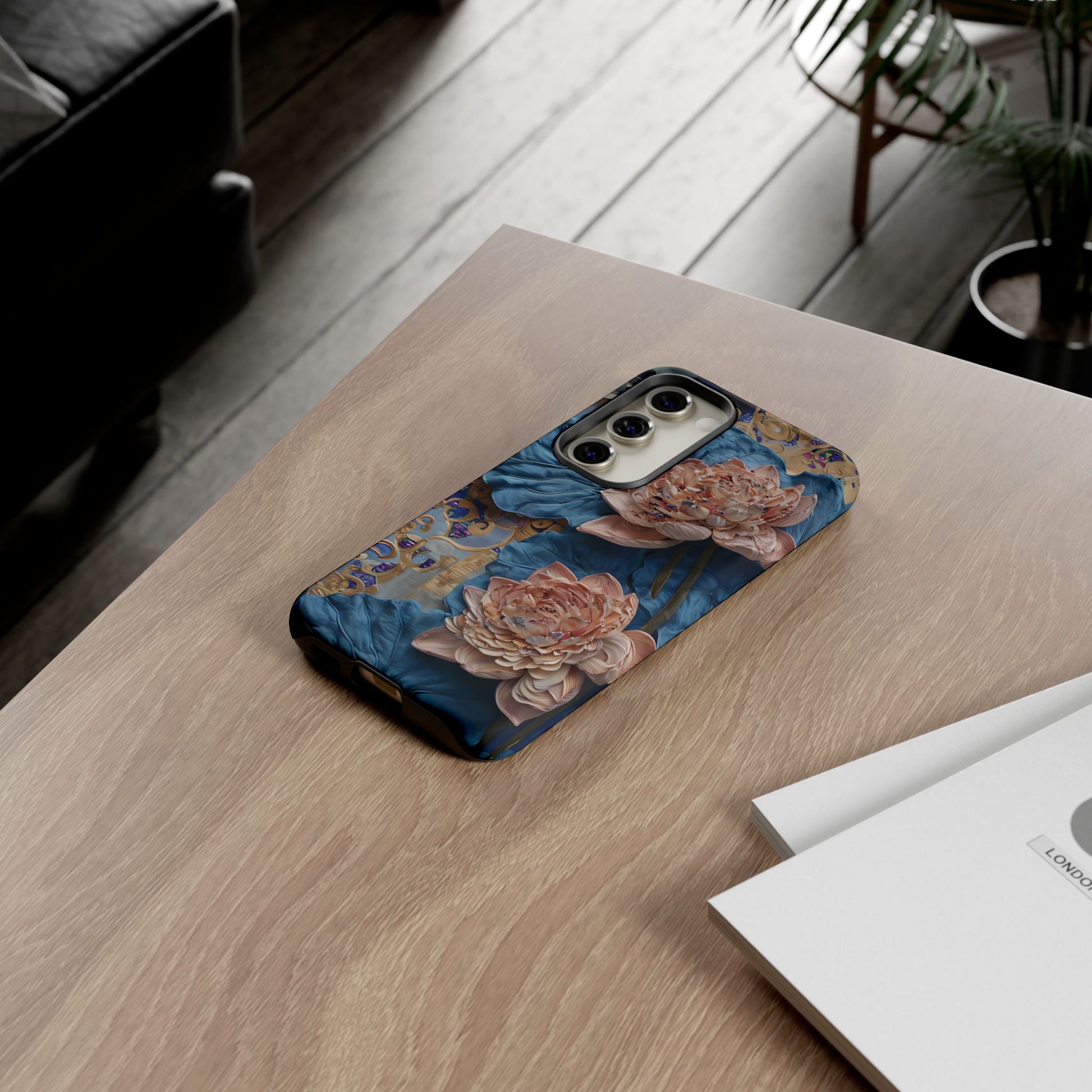 Peony Midnight Tapestry - Samsung Galaxy S23 - Elegant Blue & Blush Artful Phone Cover