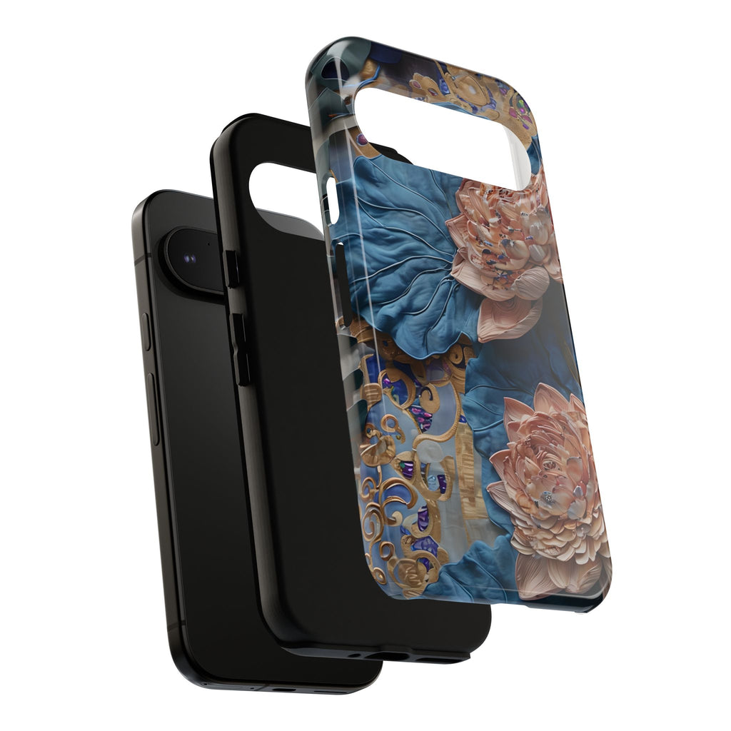 Peony Midnight Tapestry - Google Pixel 9 Pro - Elegant Blue & Blush Artful Phone Cover