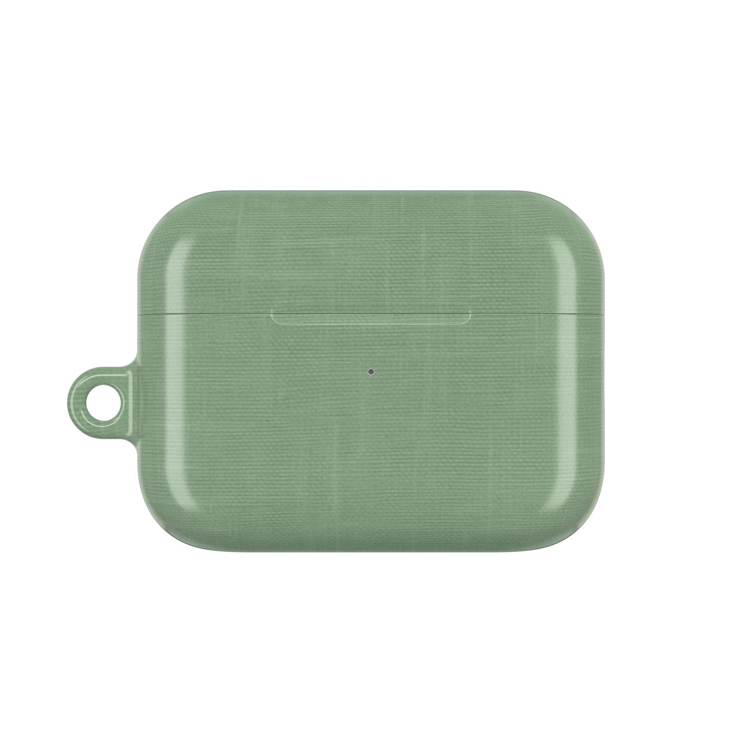 Sage Linen AirPods case featuring soft fabric texture in muted sage green tone