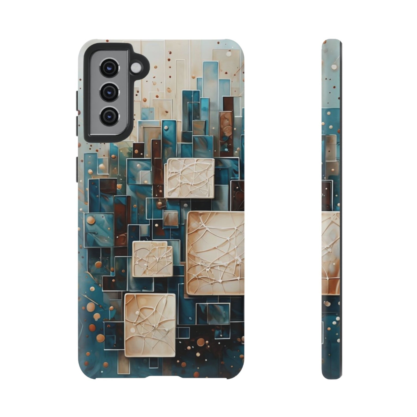 Architectural Drift Samsung Galaxy Case - Modern Geometric Teal & Parchment Design