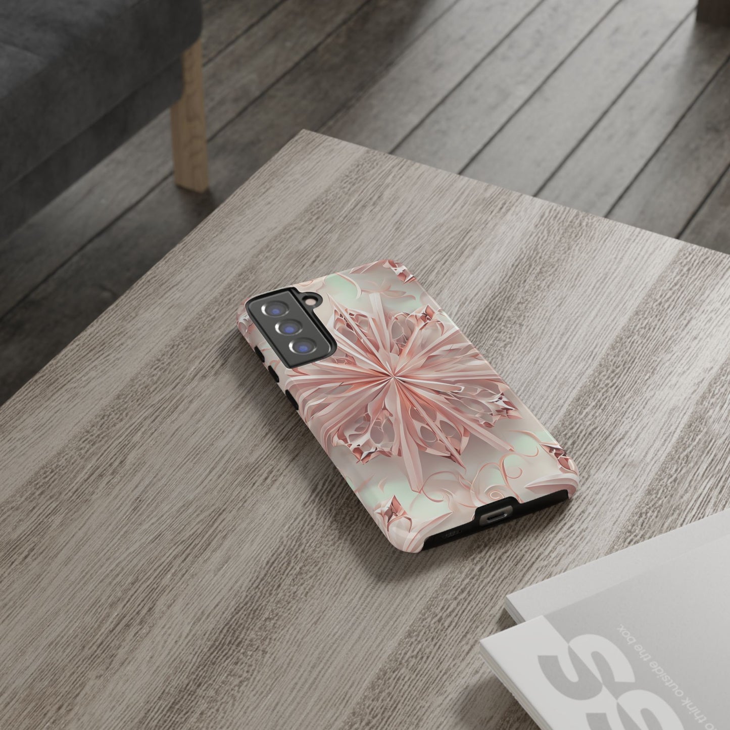 Blush Frost from our Kaleidoscope Collection - Samsung Galaxy tough case - Soft Pink Geometric Floral Design
