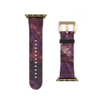 Amethyst Current Apple Watch band strap with gold clasp featuring elegant swirling amethyst purple design