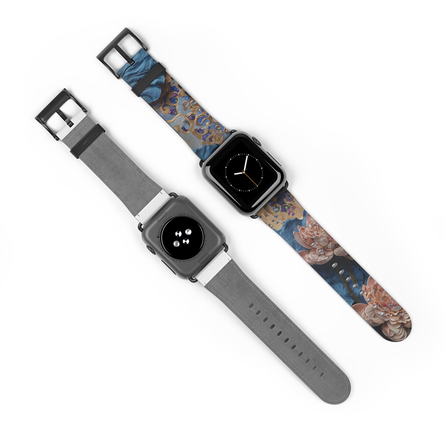 Peony Midnight Tapestry Designer Apple Watch Band - Premium Custom Strap for Series 1-9, SE & Ultra - Artistic Vegan Leather