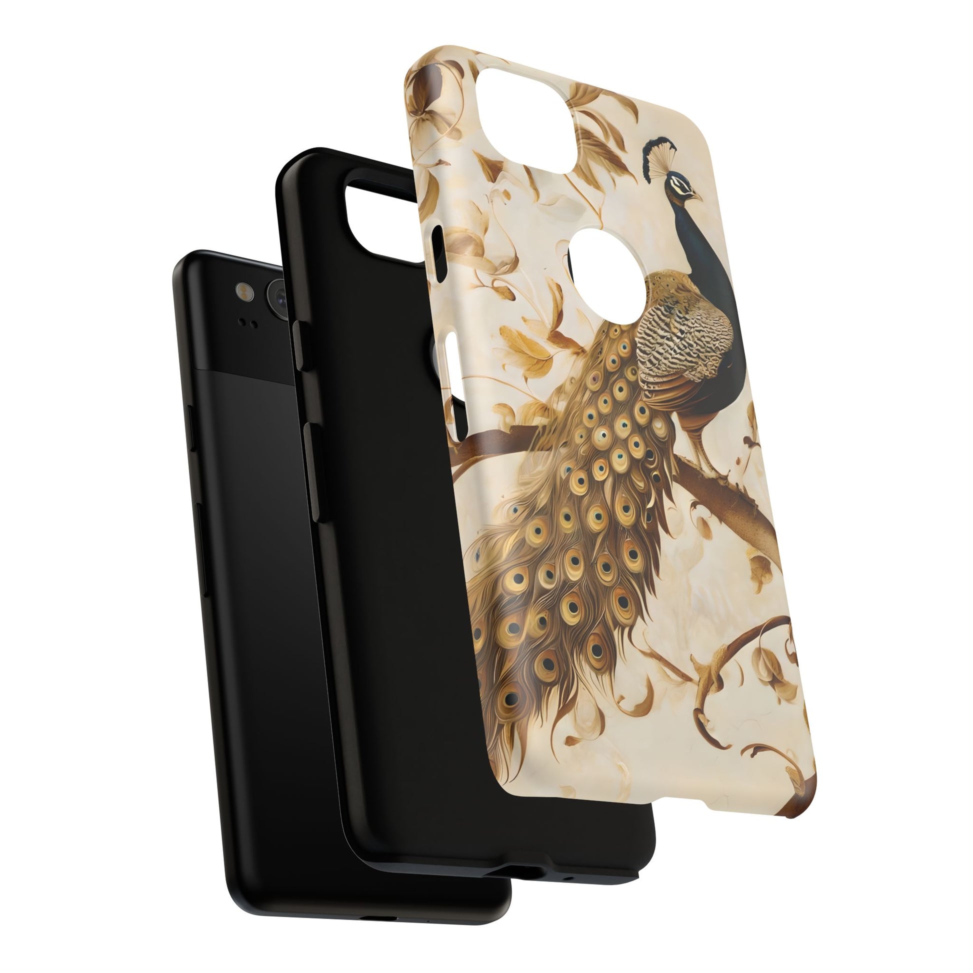 Golden Plumage - Luxe Peacock Art Google Pixel 2 Phone Case - Elegant Gold & Cream Design