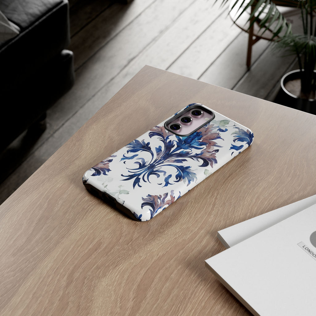 Delft Reverie - Elegant Blue & White Samsung S23 Plus Tough Phone Case - Dutch Delftware-Inspired Floral Design