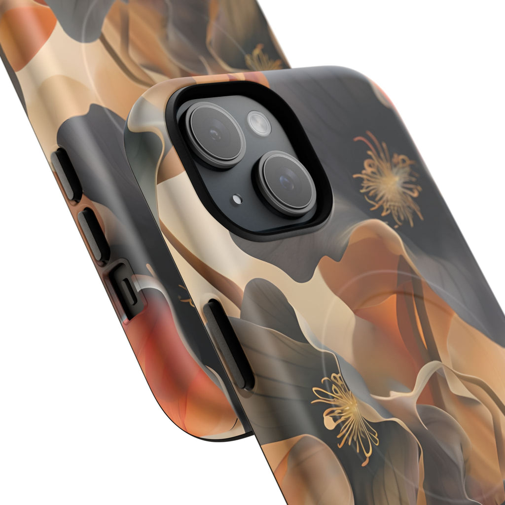 Autumn Ember - Moody Floral Art iPhone 15 MagSafe Phone Case -Warm Earthy Botanical Design