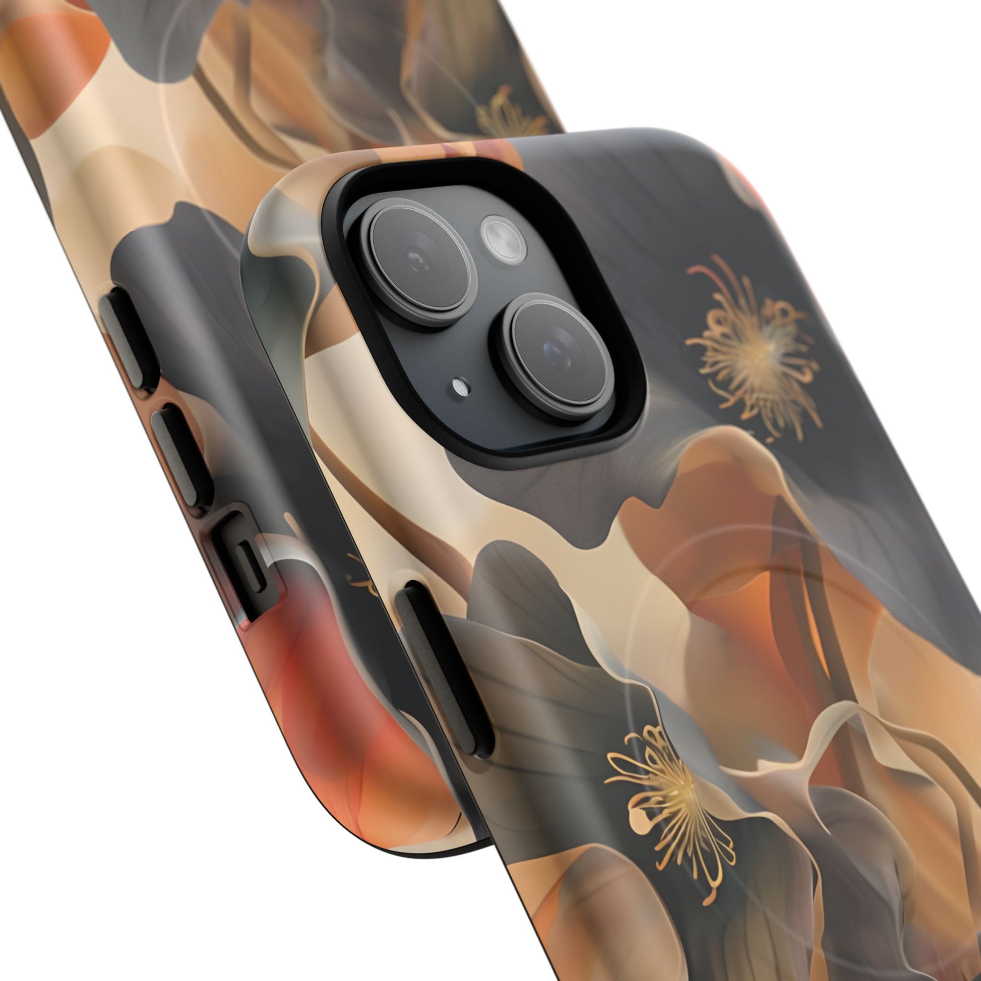 Autumn Ember - Moody Floral Art iPhone 15 MagSafe Phone Case -Warm Earthy Botanical Design